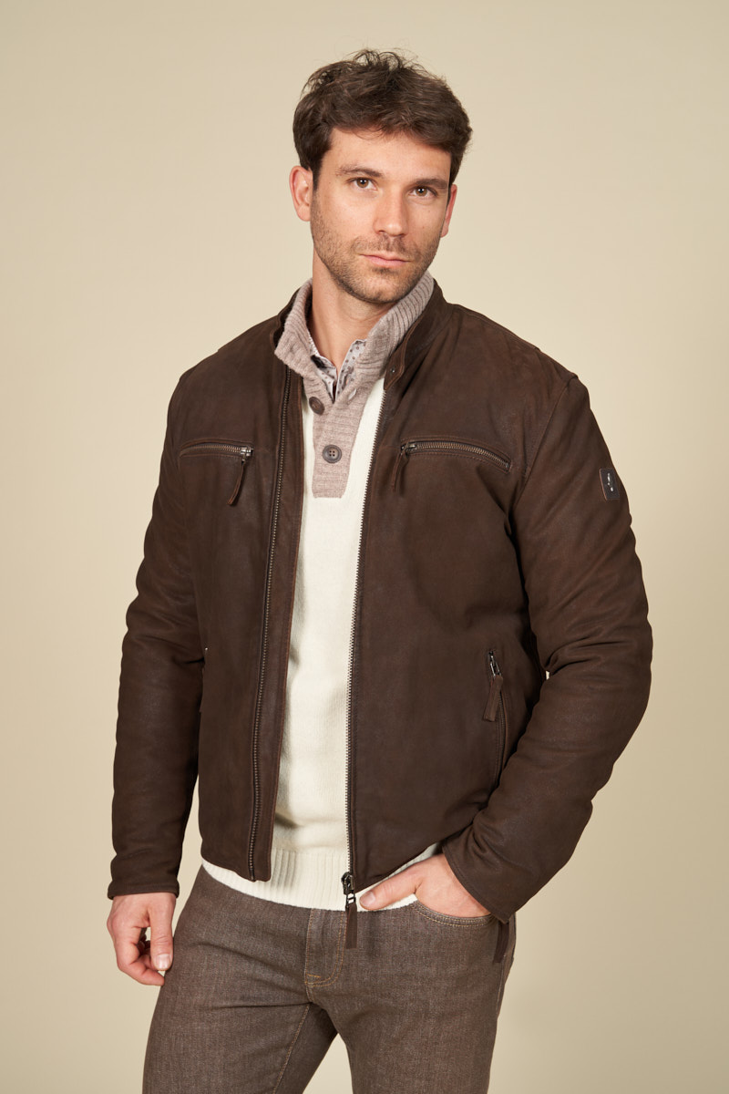 Blouson en cuir nubuck produit sur cahier des charges